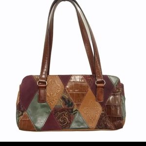 Fossil Patchwork Tooled Leather Shoulder Bag Purse